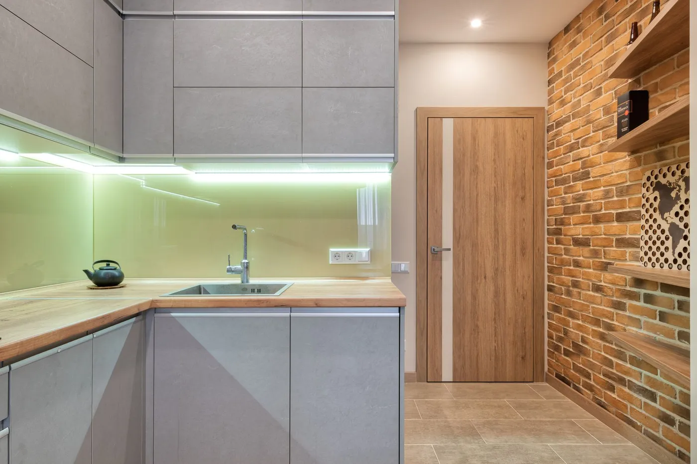 Kitchen with under-cabinet lighting