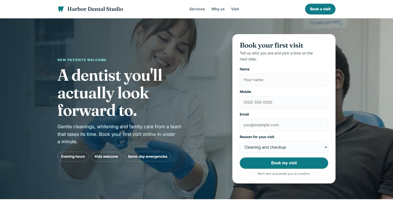 A sample dental website we built