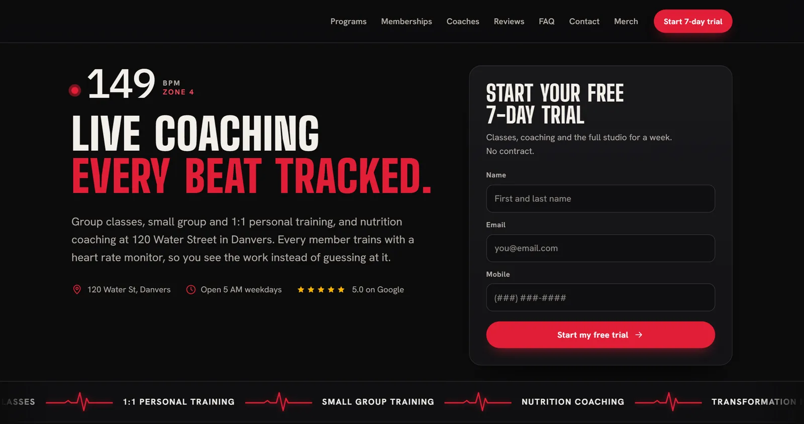 A gym website we built